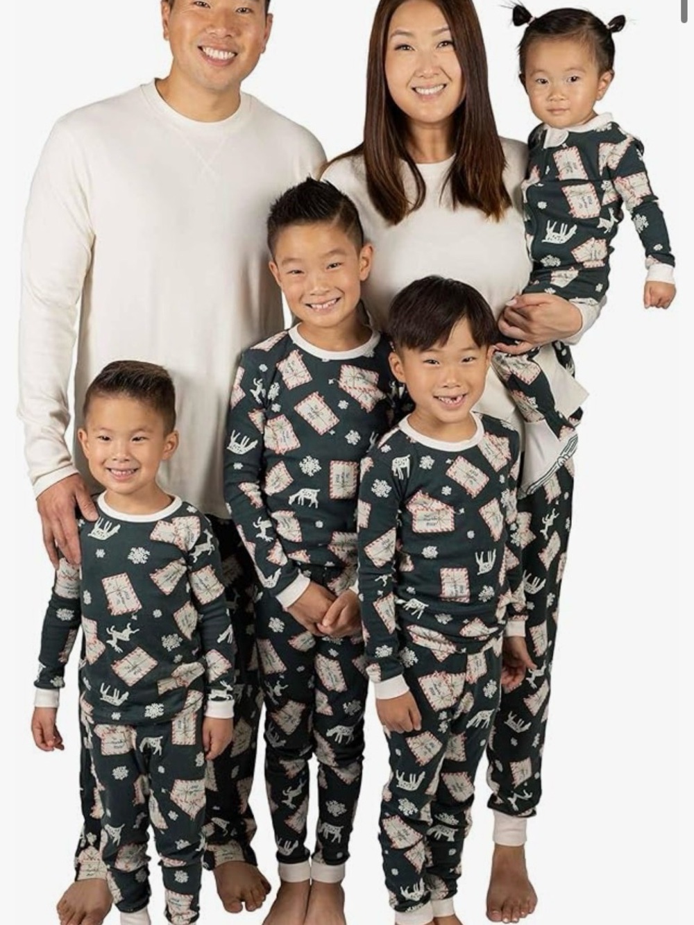 WOMENS Burts Bees - Size XXL - Letters to Santa Pajamas - Dark Green Holiday